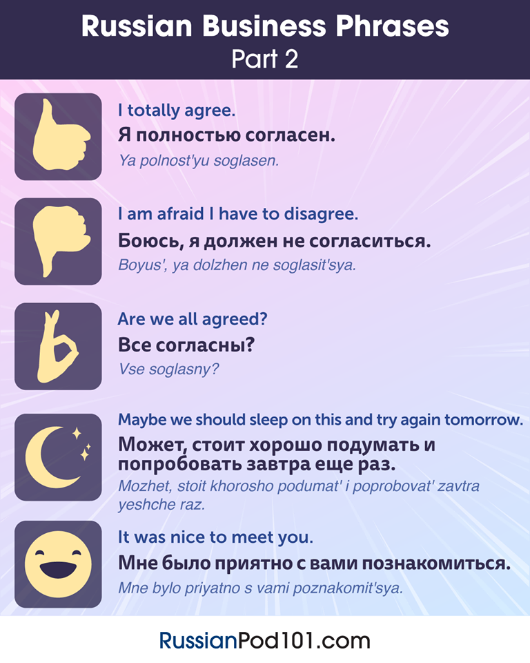 Russian business phrases. Business phrases in Russian and English